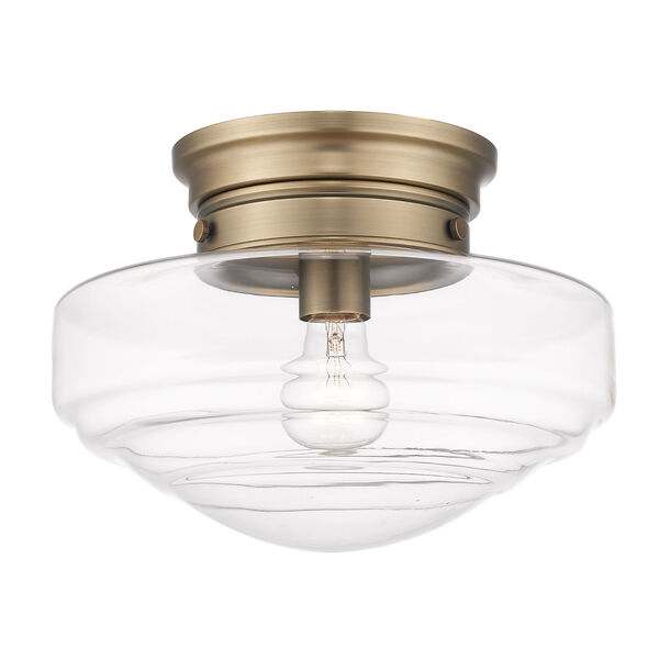 Ingalls Modern Brass 12-Inch One-Light Semi-Flush with Clear Glass, image 1